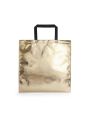 Bolsas com acabamento metálico dourado
