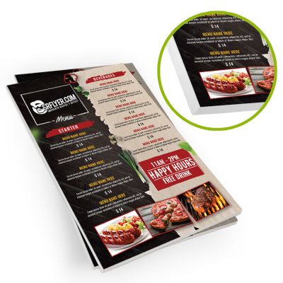 Cartões de menu de suporte rígido