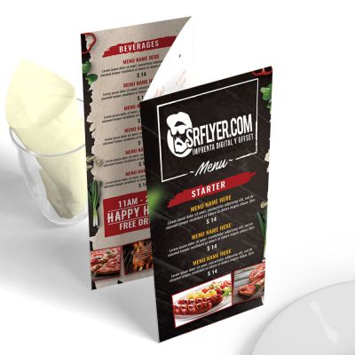 Cartões de menu tríptico de 2 dobras