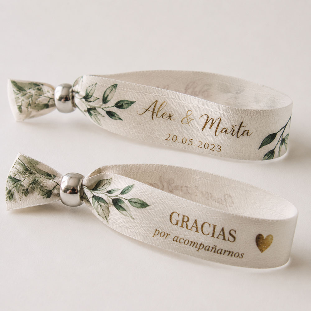 Pulseras de tela personalizadas para boda