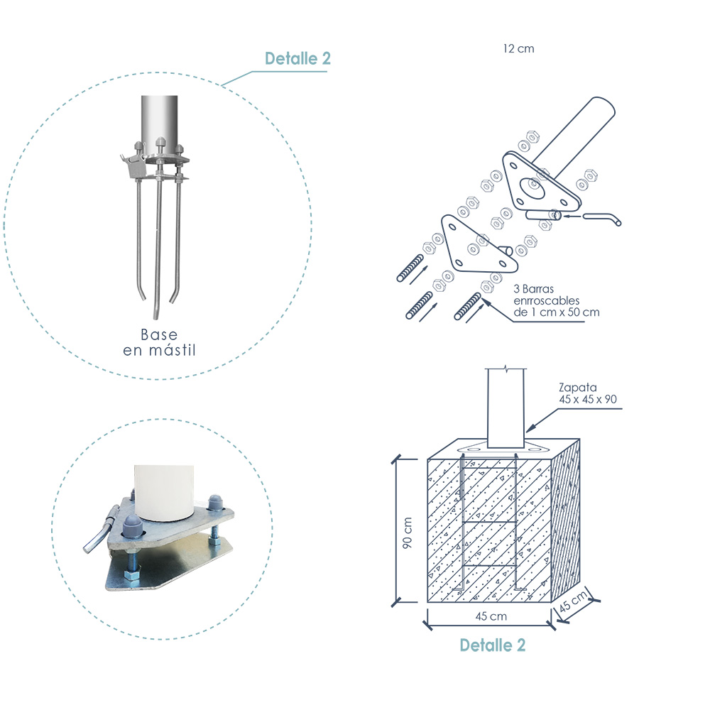 instalación base mástil