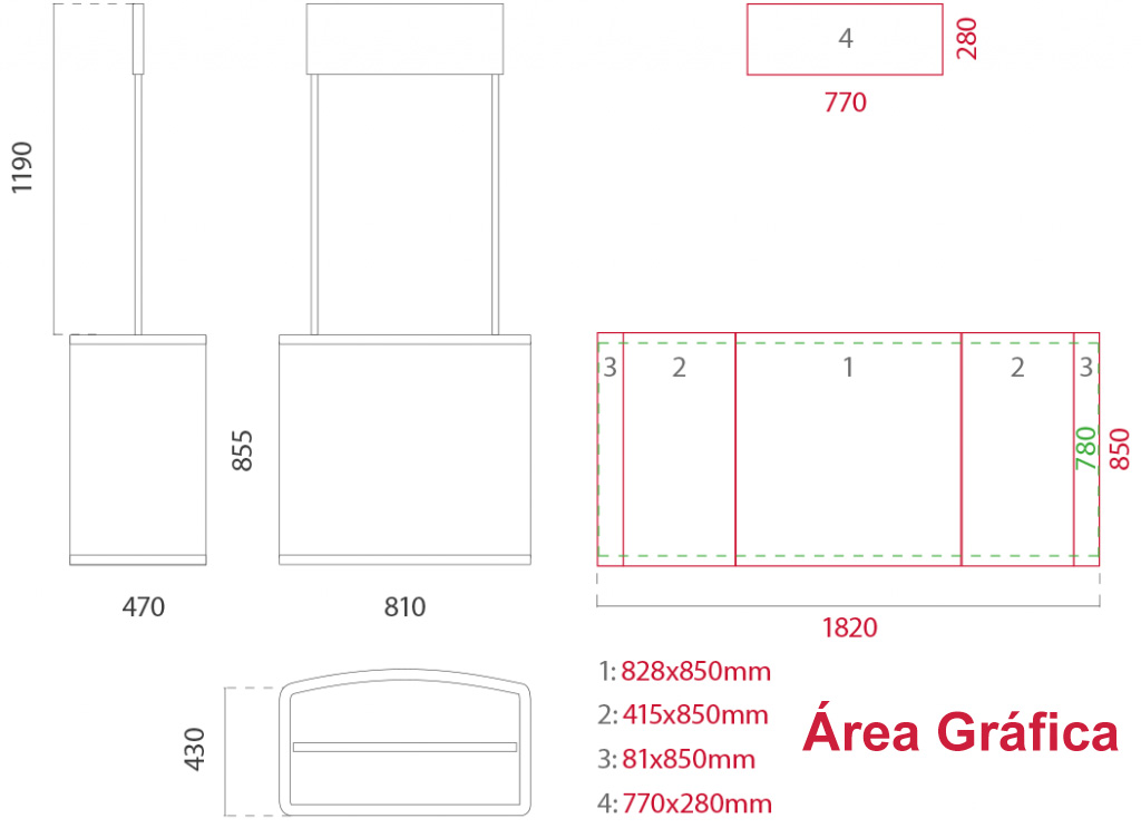 dimensiones mostrador promocional